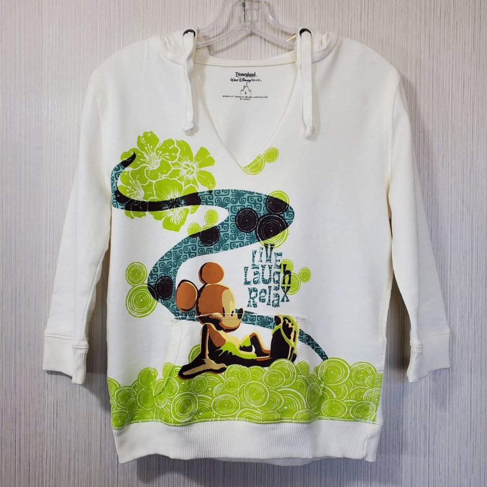 Walt Disney world Mickey Mouse graphic hooded sweatshirt Live Laugh Relax small